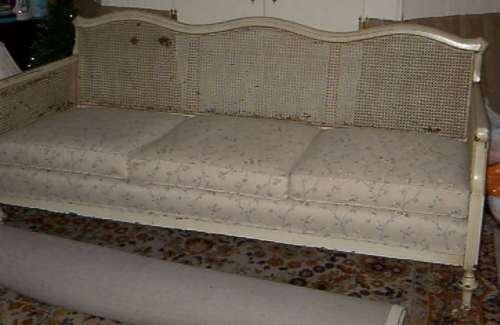 my caned sofa---BEFORE